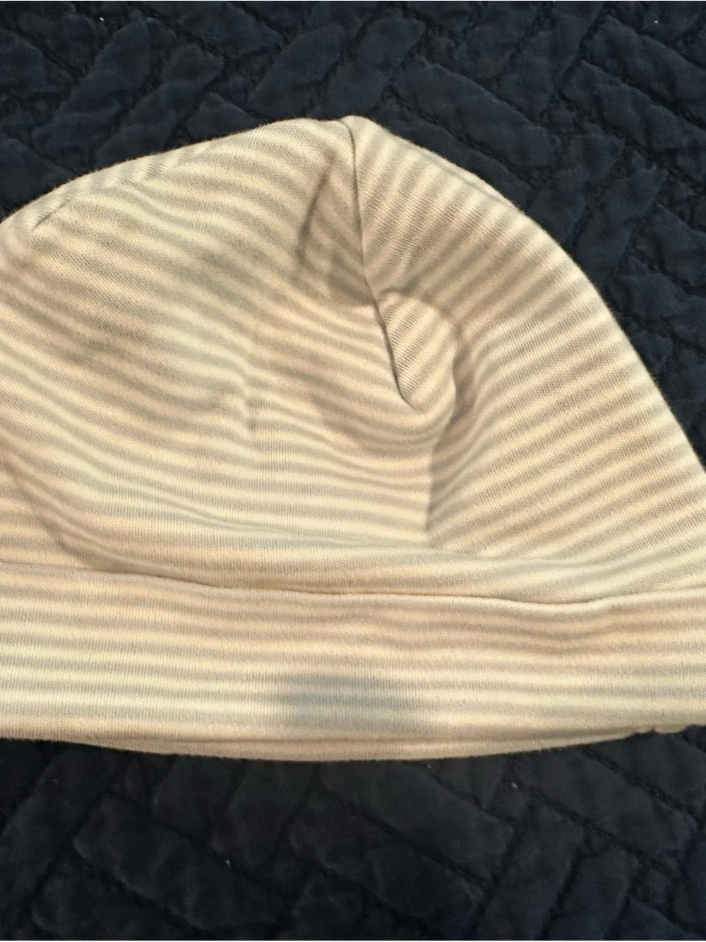 Kissy Kissy Light Blue & Cream Striped Infant Beanie Cotton Hat Size SM
